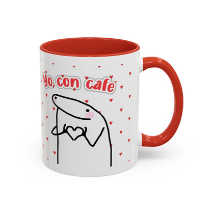 Cute 'Yo Con Café' Accent Coffee Mug, Adorable Gift for Coffee Lovers, Fun Decorative Mug for Home or Office, Valentine's Day Coffee Cup - Nefty Creations