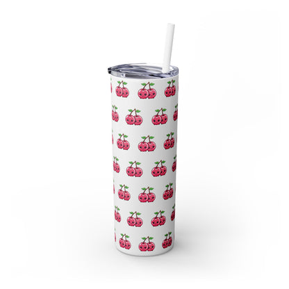 Kawaii Cherry Skinny Tumbler with Straw, 20oz| Nefty Creations - Nefty Creations