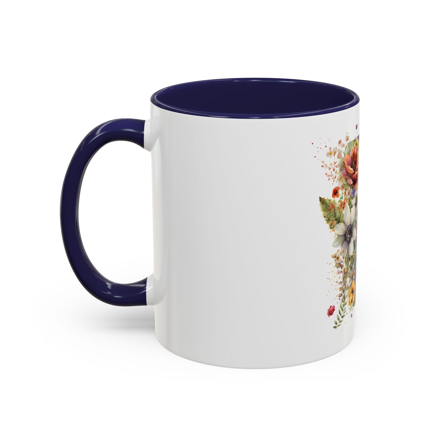 Personalized Floral Initial Coffee Mug - 11 oz & 15 oz