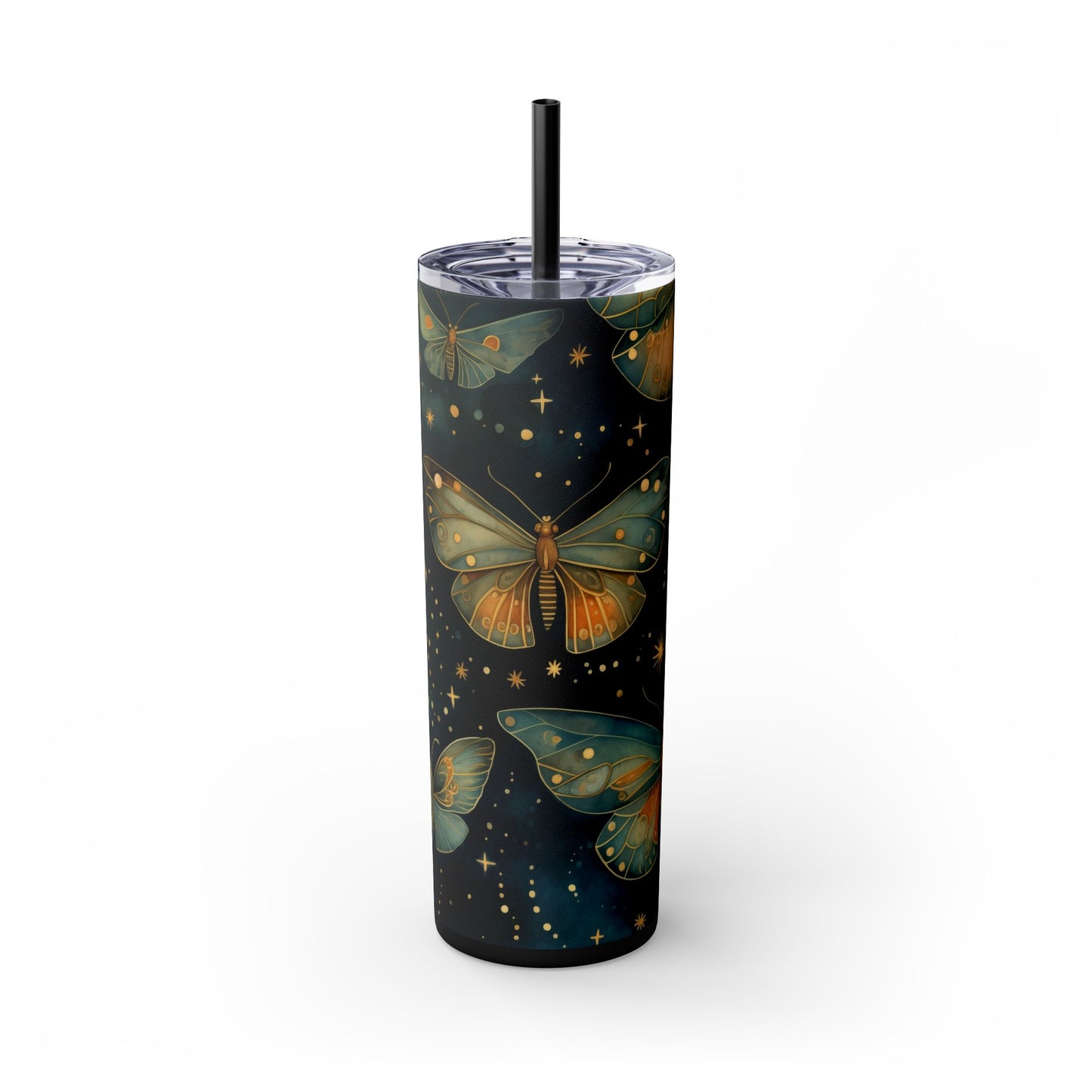 Enchanted Butterfly Tumbler, 20oz Skinny Tumbler with Straw, Floral Drinkware, Eco-Friendly Travel Mug, Perfect Gift for Nature Lovers,