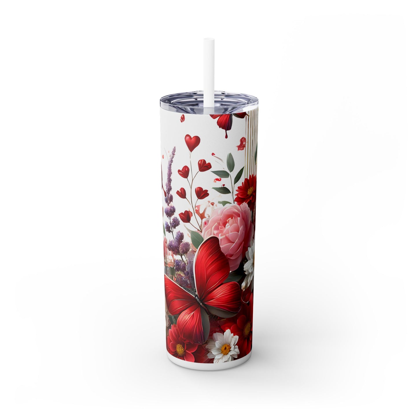 Red Butterfly Skinny Tumbler 20oz| Nefty Creations
