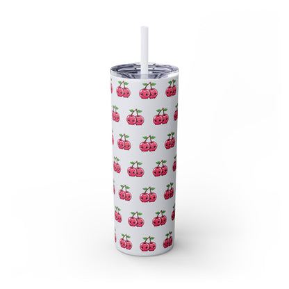 Kawaii Cherry Skinny Tumbler with Straw, 20oz| Nefty Creations - Nefty Creations