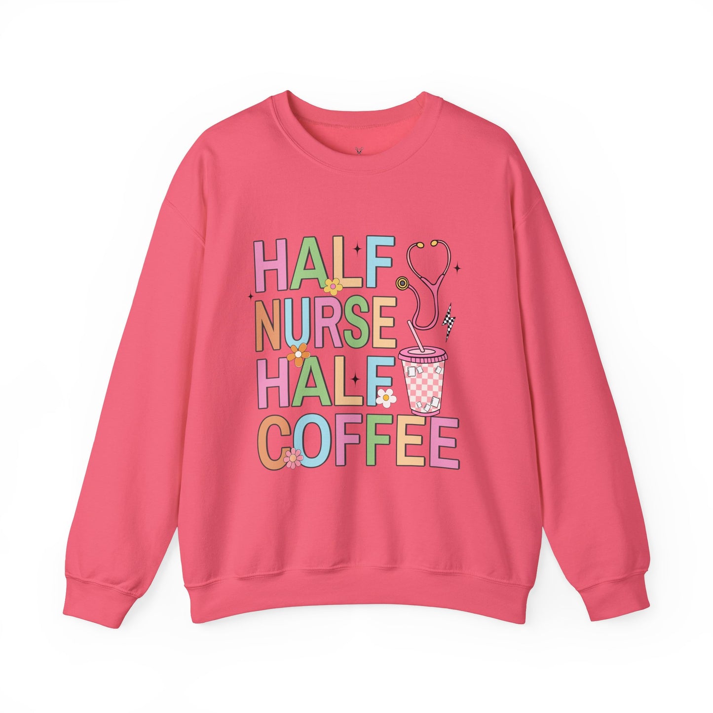 Half Nurse Half Coffee Unisex Crewneck Sweatshirt - Perfect Gift for Healthcare Workers
