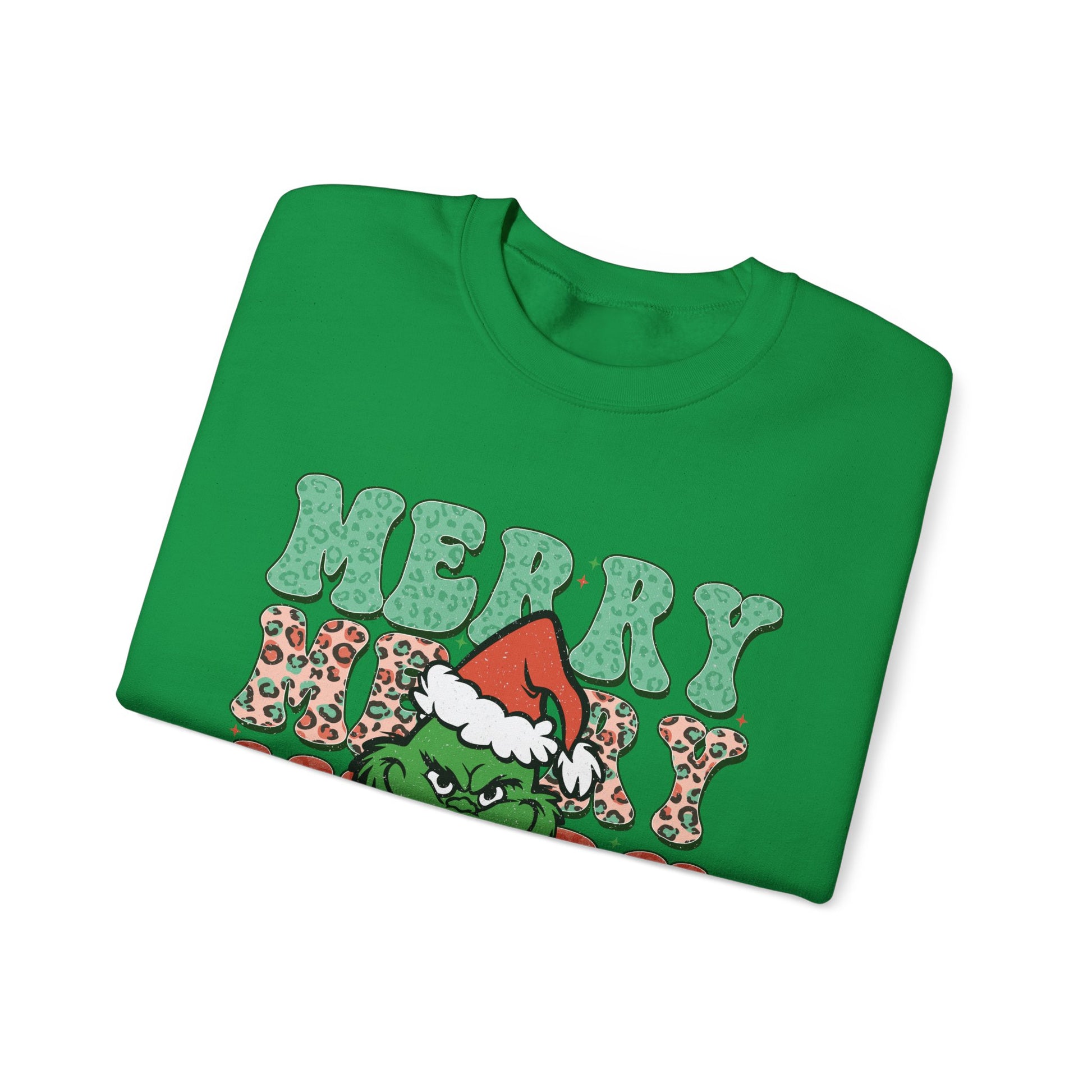 Merry Grinchmas Crewneck Sweatshirt - Festive Holiday Sweater for Christmas Celebrations - Nefty Creations