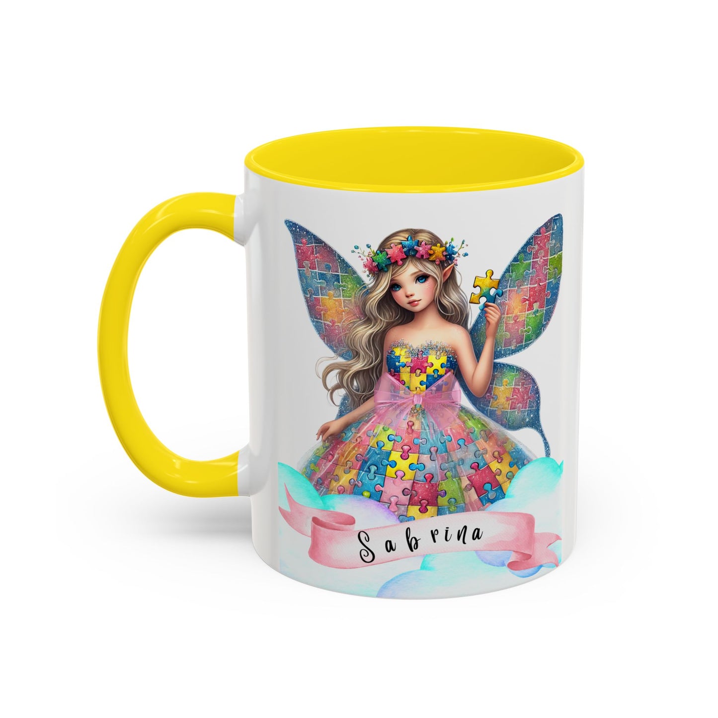 Colorful Fairy Personalized Coffee Mug, Girl autism, Unique Gift for Girls on the spectrum, Custom Name Drinkware,