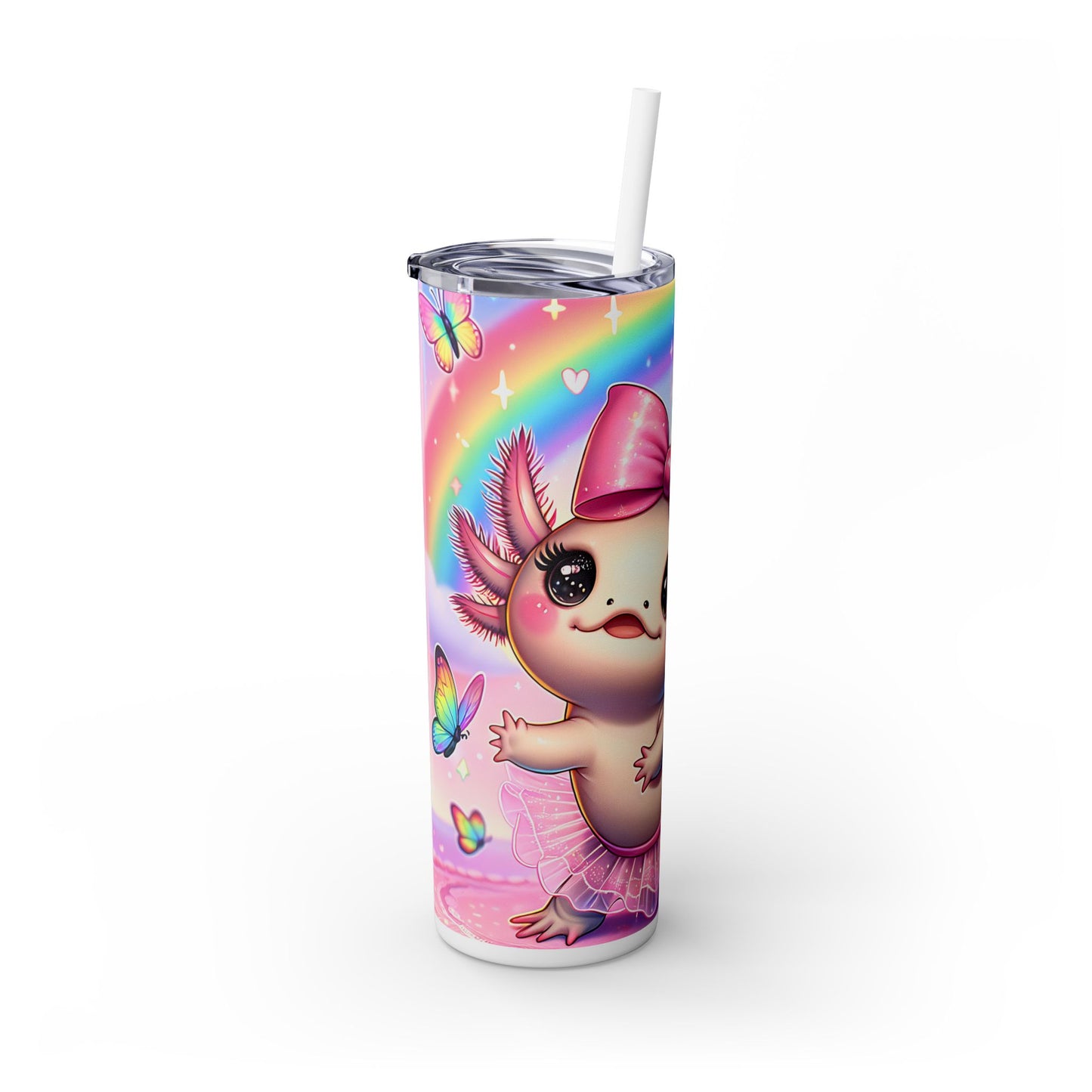 Axolotl Skinny Tumbler with Straw, 20oz - Nefty Creations