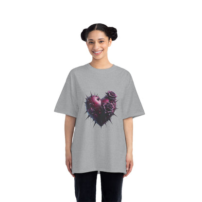 Edgy Heart Rose T-Shirt - Short Sleeve Beefy Tee for Unique Style - Nefty Creations