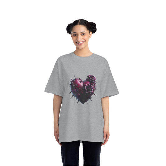 Edgy Heart Rose T-Shirt - Short Sleeve Beefy Tee for Unique Style