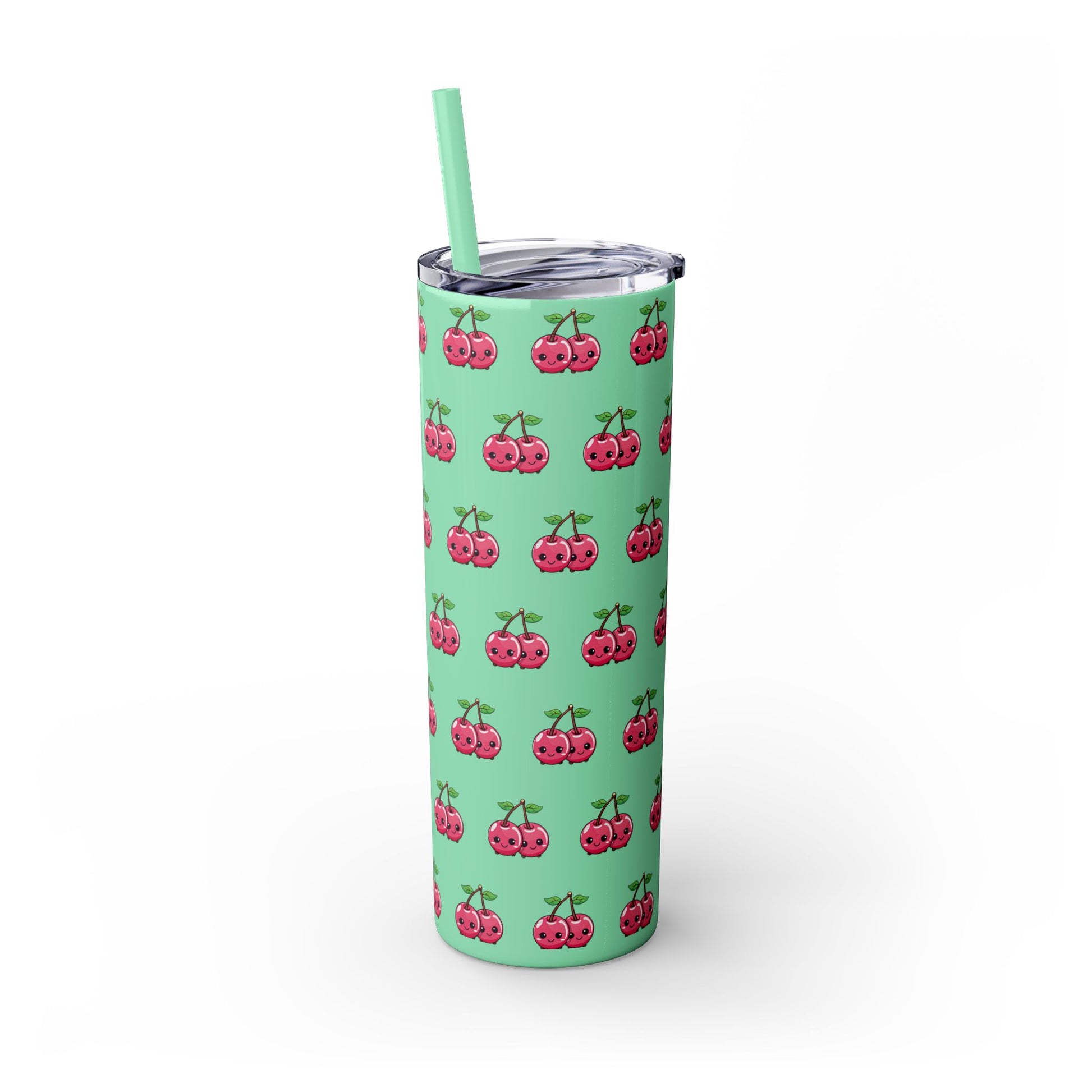 Kawaii Cherry Skinny Tumbler with Straw, 20oz| Nefty Creations - Nefty Creations
