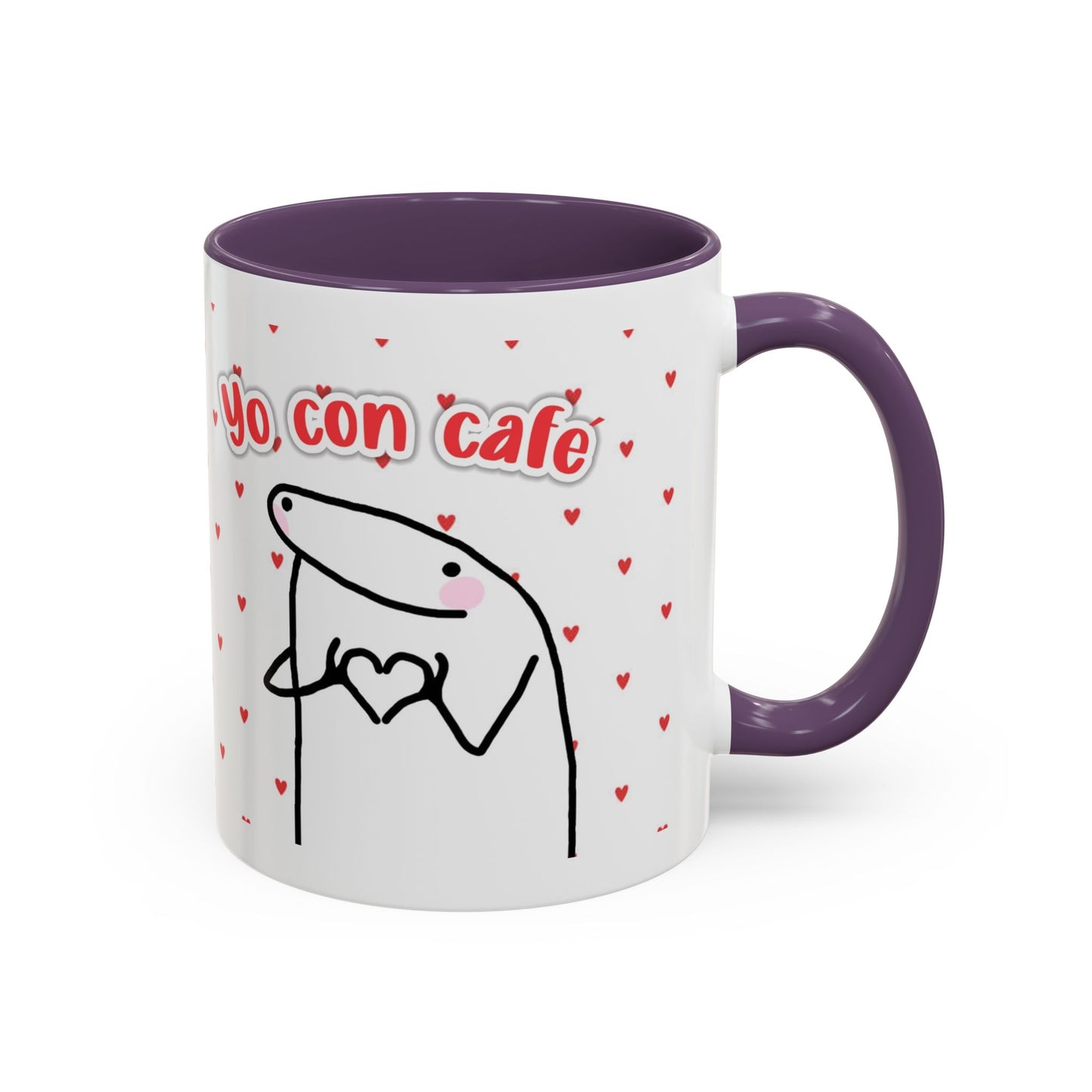 Cute 'Yo Con Café' Accent Coffee Mug, Adorable Gift for Coffee Lovers, Fun Decorative Mug for Home or Office, Valentine's Day Coffee Cup
