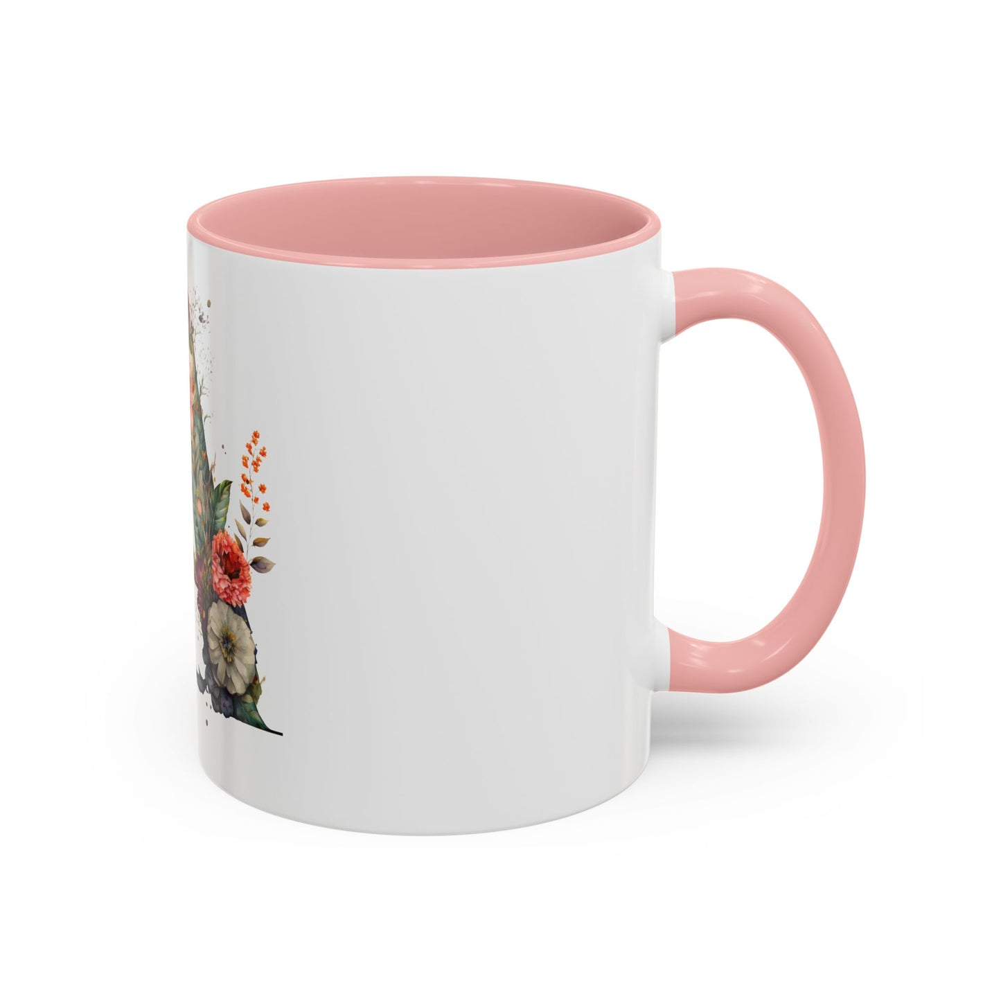 Personalized Floral Initial Coffee Mug - Custom 11/15oz Accent Mug for Gifts
