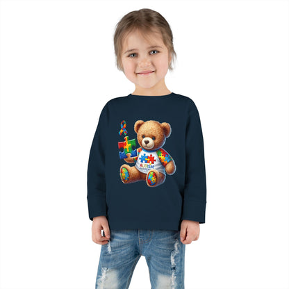 Autism Awareness Toddler Long Sleeve Tee - Cute Teddy Bear Design - Nefty Creations
