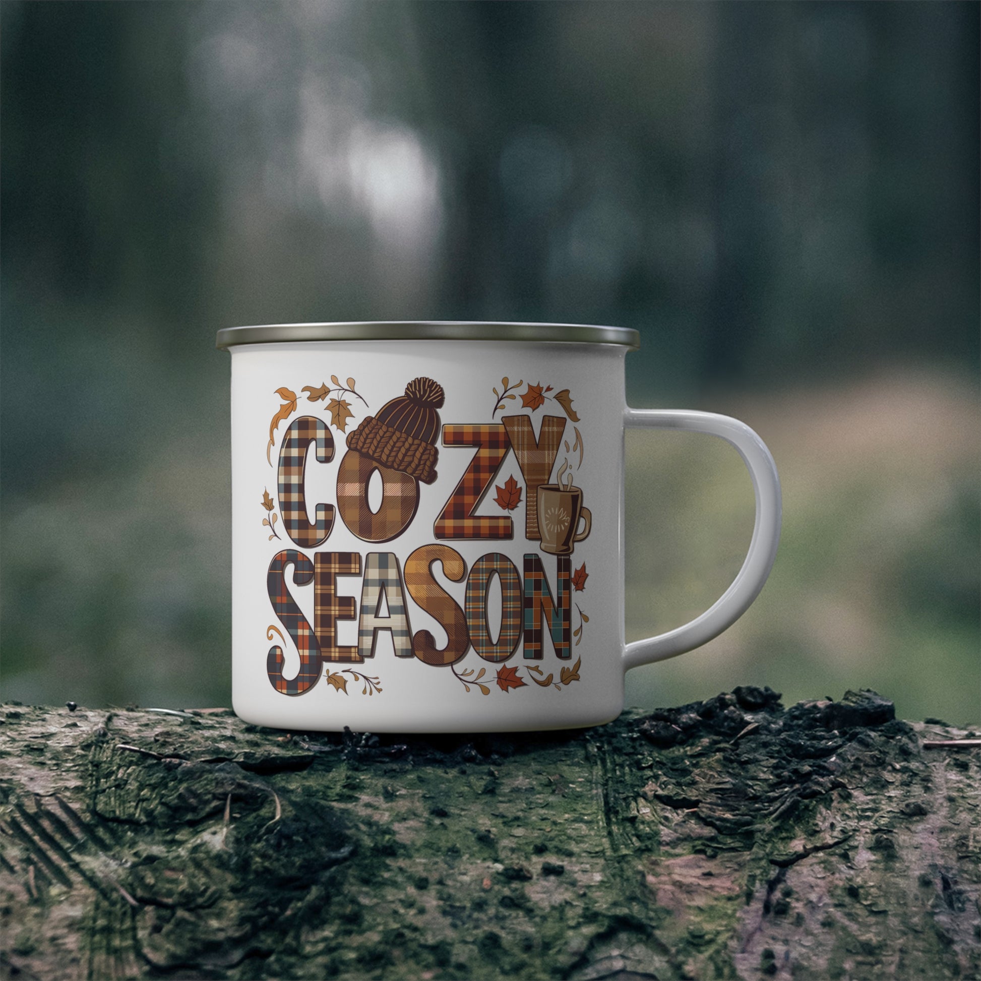 " Cozy Season" Enamel Camping Mug| Nefty Creations - Nefty Creations