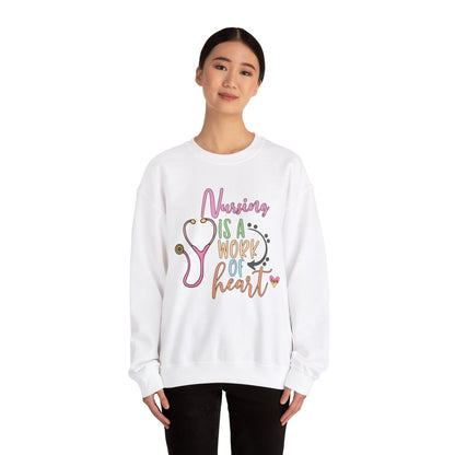 Nursing is a Work of Heart Crewneck Sweatshirt - Unisex Heavy Blend™ - Nefty Creations