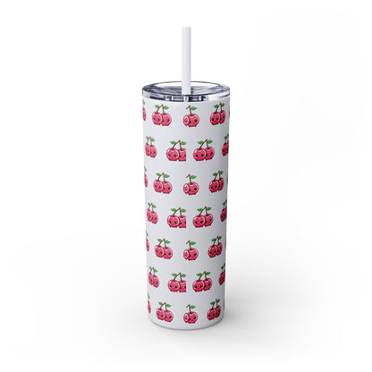 Kawaii Cherry Skinny Tumbler with Straw, 20oz| Nefty Creations - Nefty Creations
