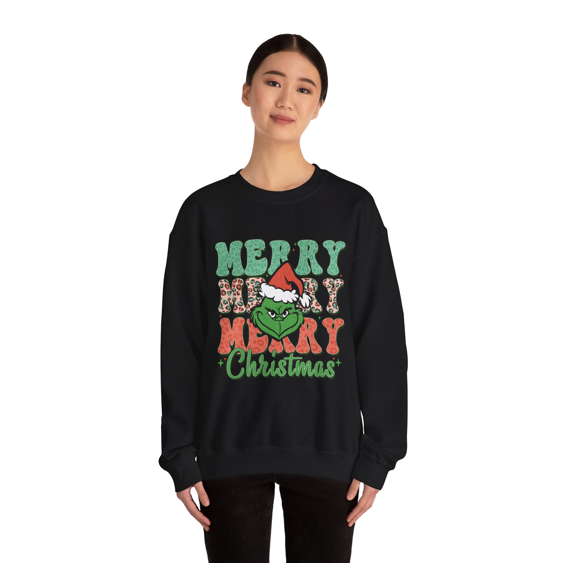 Merry Grinchmas Crewneck Sweatshirt - Festive Holiday Sweater for Christmas Celebrations - Nefty Creations