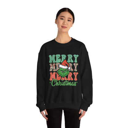 Merry Grinchmas Crewneck Sweatshirt - Festive Holiday Sweater for Christmas Celebrations - Nefty Creations