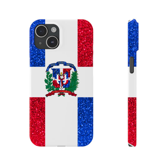 Glitter Dominican Republic Slim Phone Case - Celebrate Your Heritage in Style