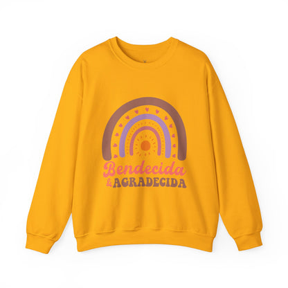 Bendecida & Agradecida Crewneck Sweatshirt - Cozy Unisex Sweater with Positive Vibes - Nefty Creations
