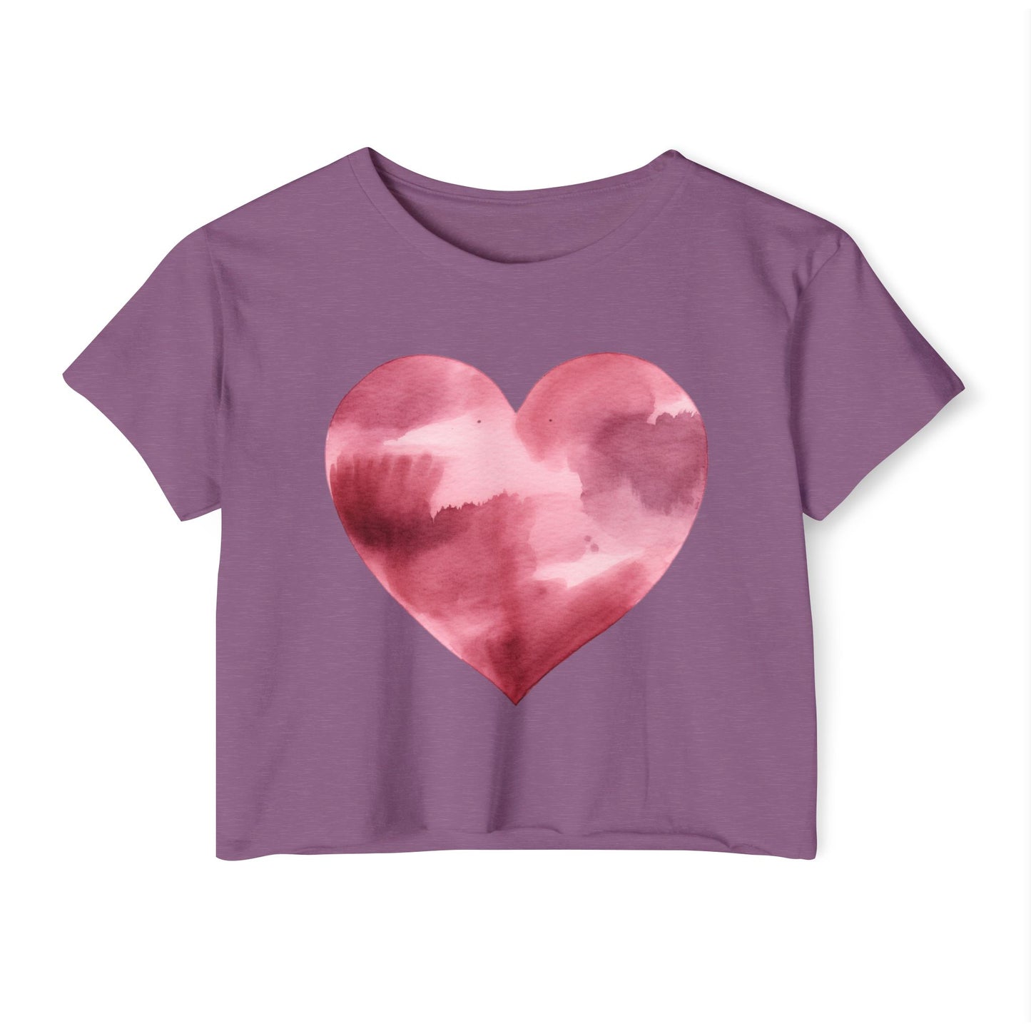 Women's Heart Watercolor Festival Crop Top - Cute Tee for Concerts and Celebrations - Nefty Creations