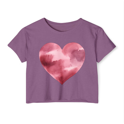 Women's Heart Watercolor Festival Crop Top - Cute Tee for Concerts and Celebrations - Nefty Creations