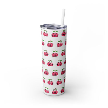 Kawaii Cherry Skinny Tumbler with Straw, 20oz| Nefty Creations - Nefty Creations