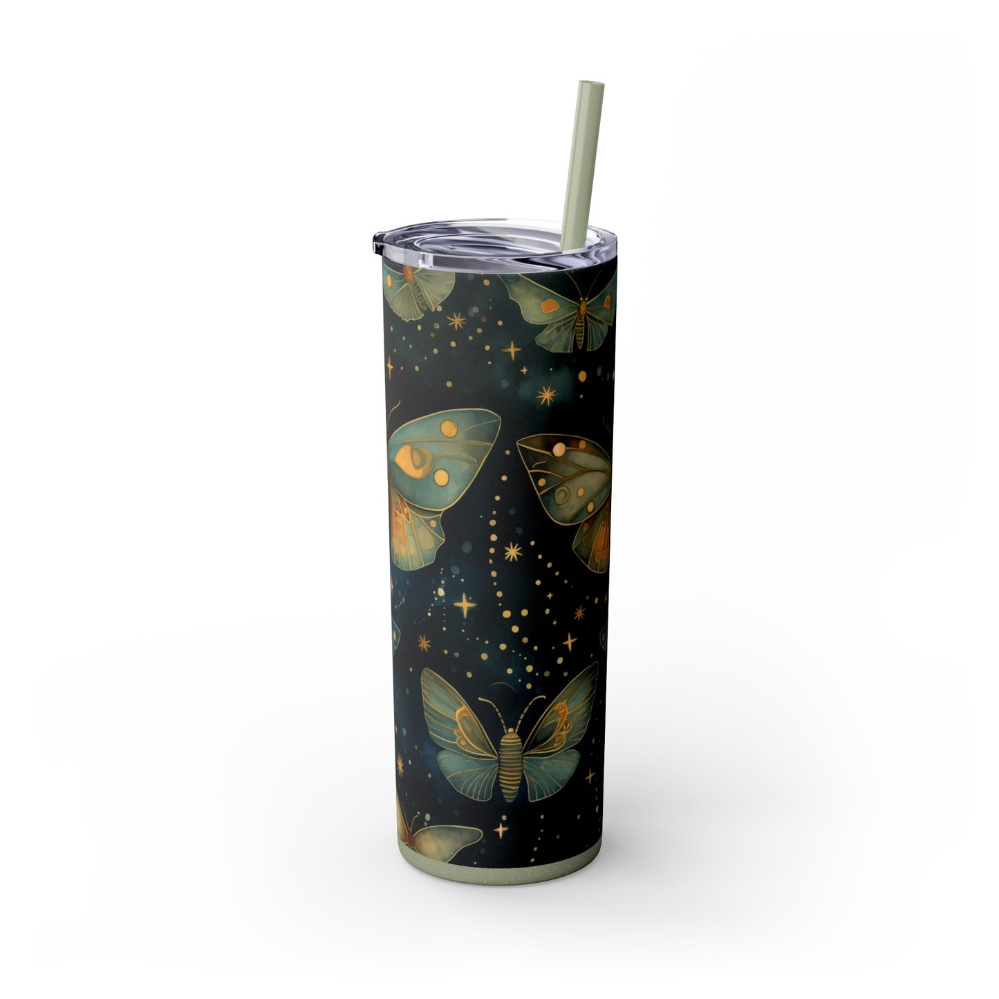 Enchanted Butterfly Tumbler, 20oz Skinny Tumbler with Straw, Floral Drinkware, Eco-Friendly Travel Mug, Perfect Gift for Nature Lovers,