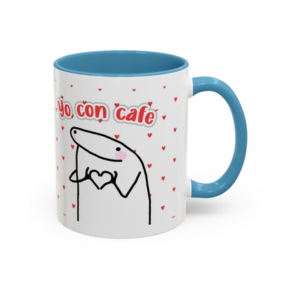 Cute 'Yo Con Café' Accent Coffee Mug, Adorable Gift for Coffee Lovers, Fun Decorative Mug for Home or Office, Valentine's Day Coffee Cup - Nefty Creations
