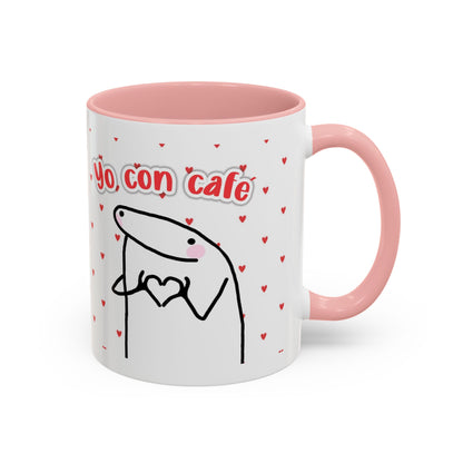 Cute 'Yo Con Café' Accent Coffee Mug, Adorable Gift for Coffee Lovers, Fun Decorative Mug for Home or Office, Valentine's Day Coffee Cup - Nefty Creations