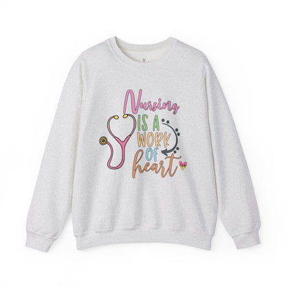 Nursing is a Work of Heart Crewneck Sweatshirt - Unisex Heavy Blend™ - Nefty Creations