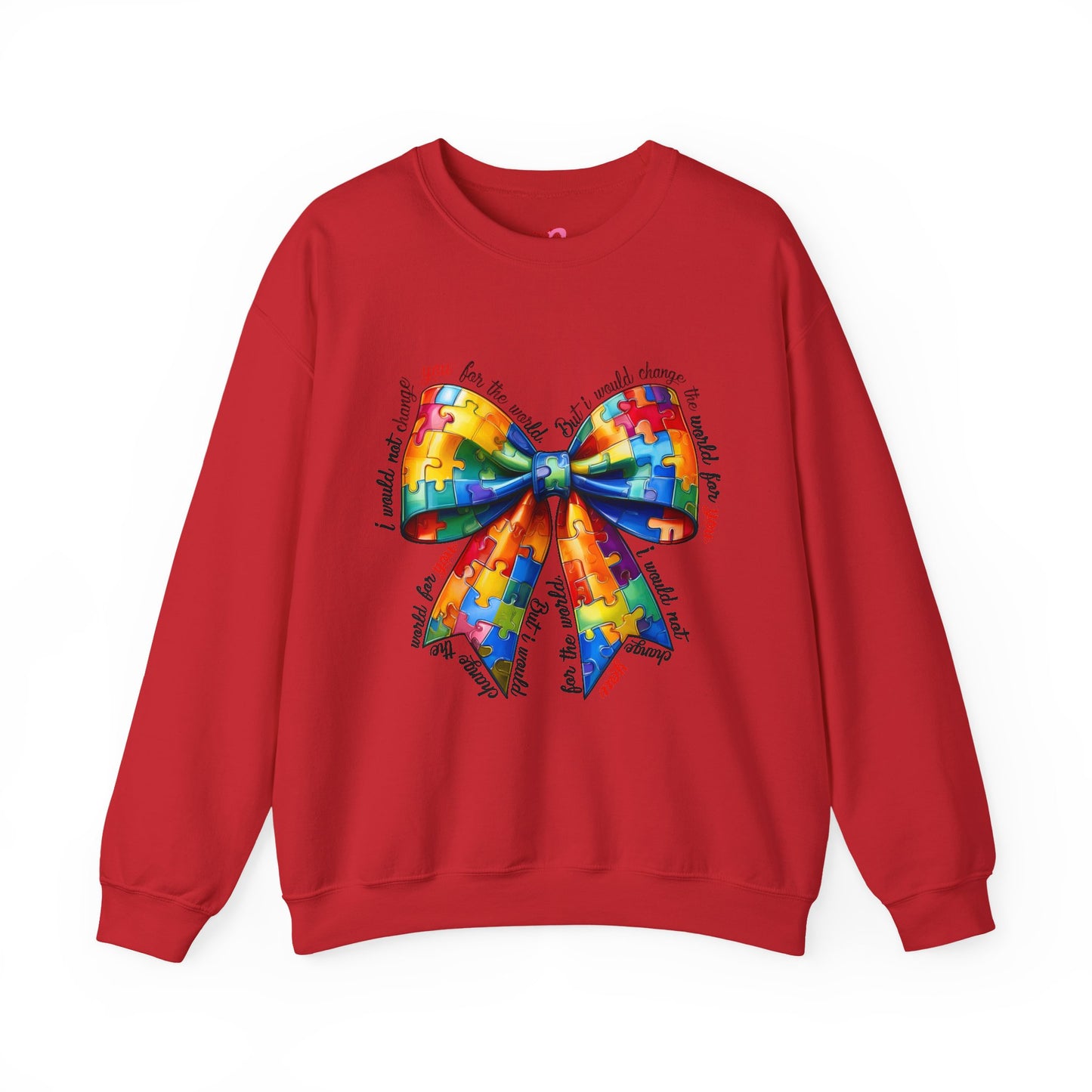 Colorful Puzzle Bow Sweatshirt - Autism Awareness Unisex Sweatshirt - Nefty Creations