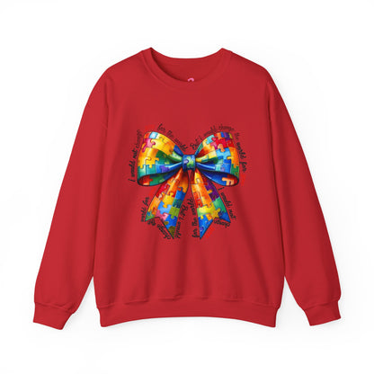 Colorful Puzzle Bow Sweatshirt - Autism Awareness Unisex Sweatshirt - Nefty Creations