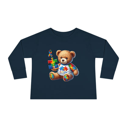 Autism Awareness Toddler Long Sleeve Tee - Cute Teddy Bear Design - Nefty Creations
