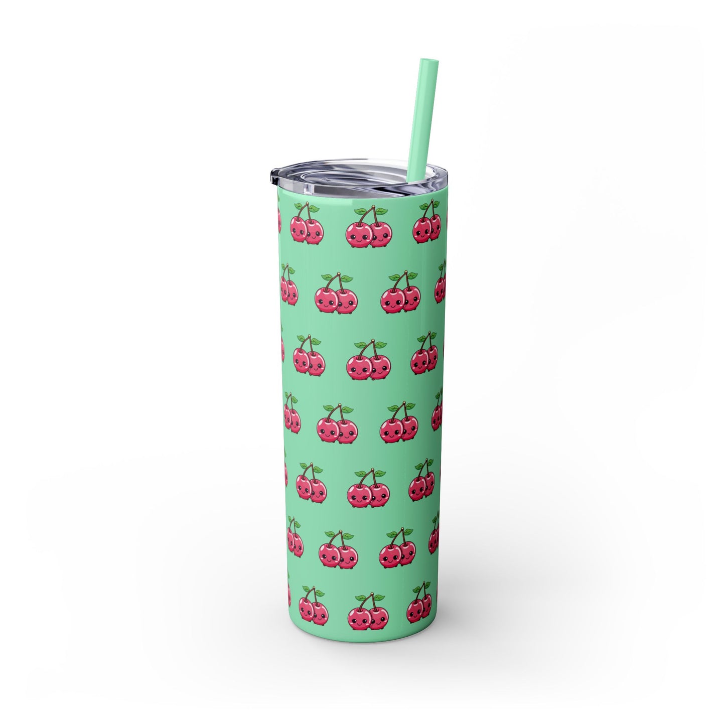 Kawaii Cherry Skinny Tumbler with Straw, 20oz| Nefty Creations - Nefty Creations