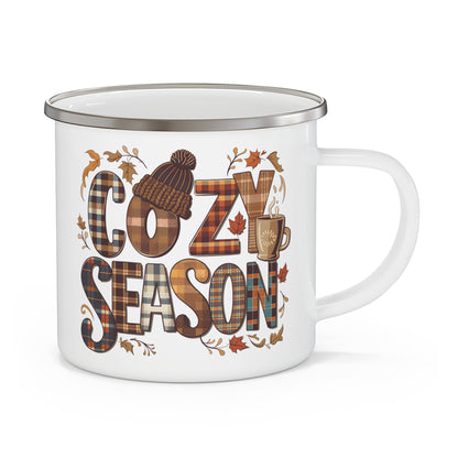 " Cozy Season" Enamel Camping Mug| Nefty Creations - Nefty Creations