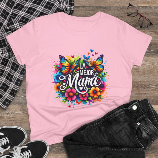 Colorful Butterfly Mom Tee - La Mejor Mama T-Shirt